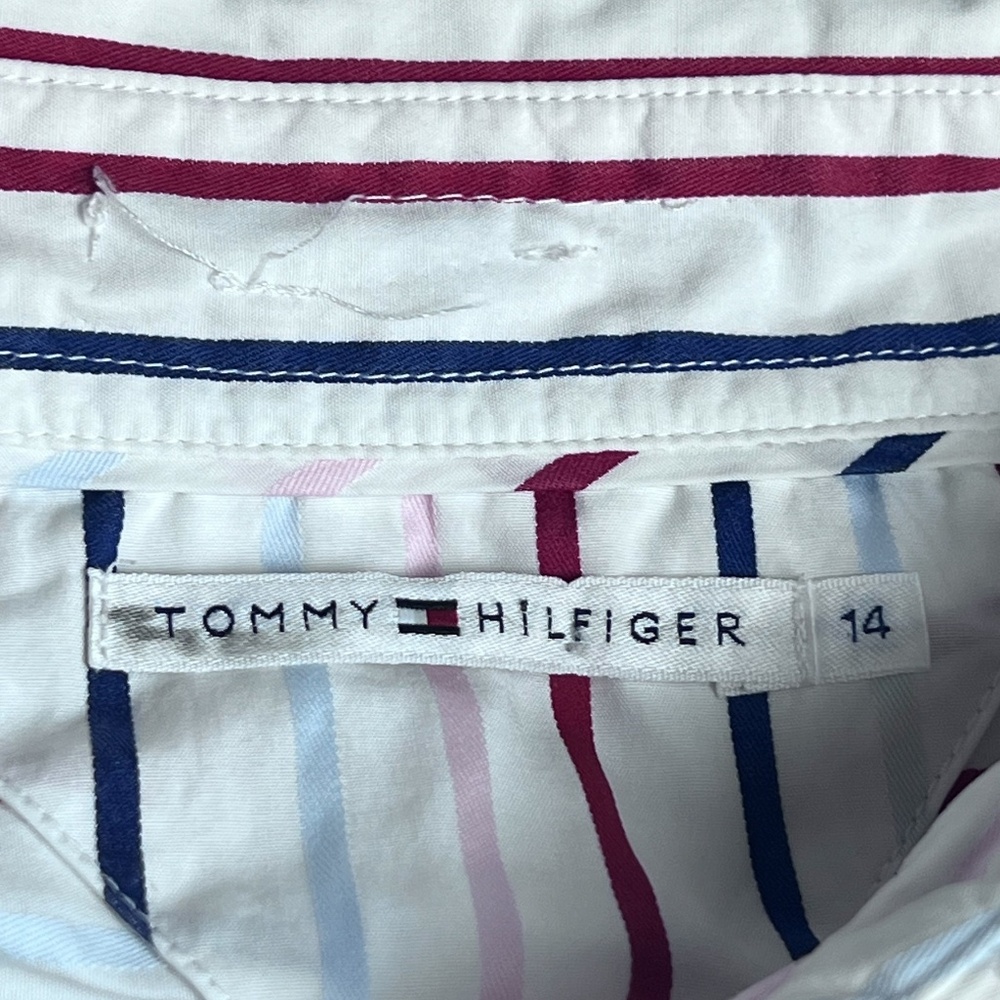 Tommy Hilfiger Women's Long Sleeve Button Dn Striped Shirt Cotton 14 Pre-owned - Picture 5 of 9
